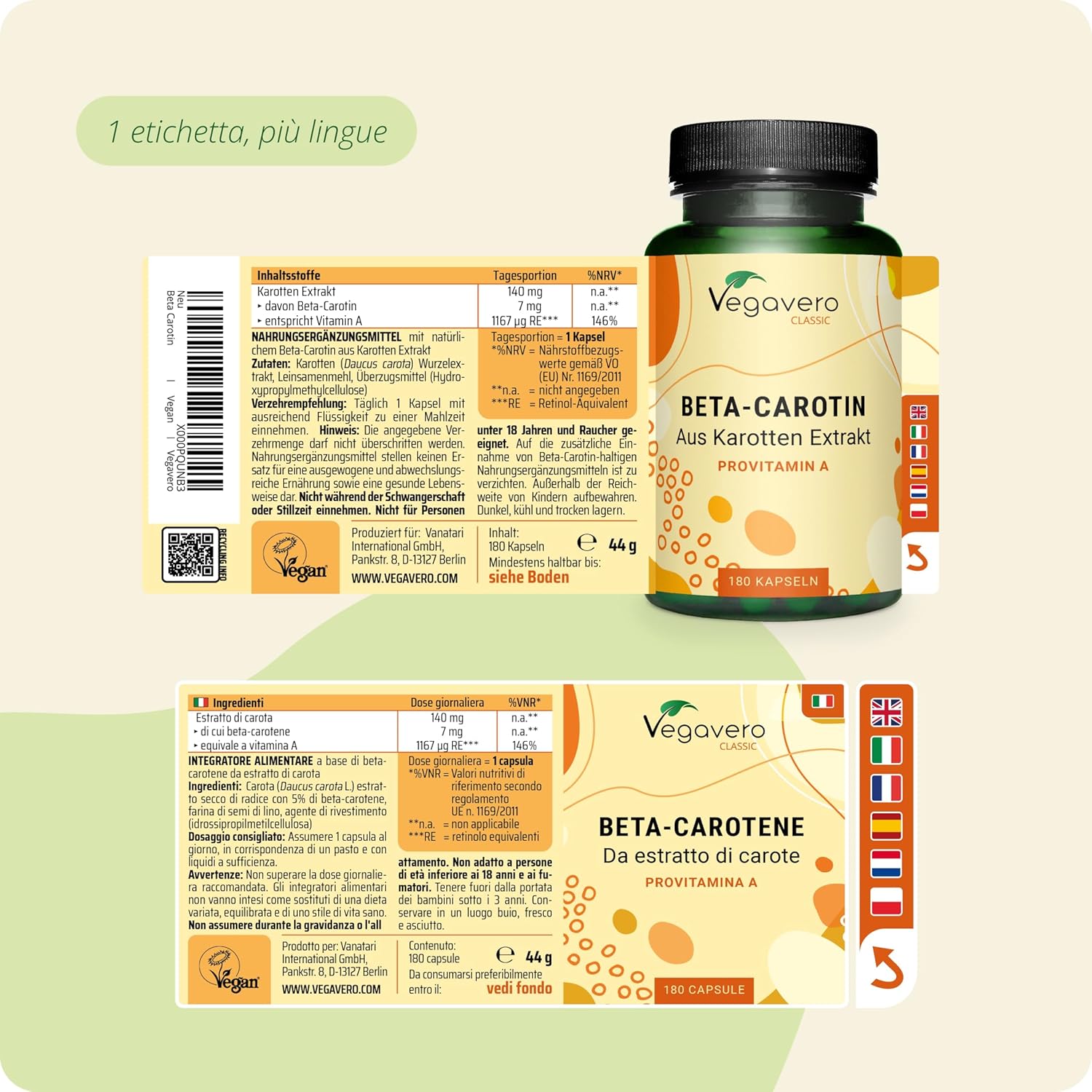 Thumbnail 5 de Vegavero® Betacarotene per Abbronzatura Forte: attivatore naturale della melanina da estratto di carota