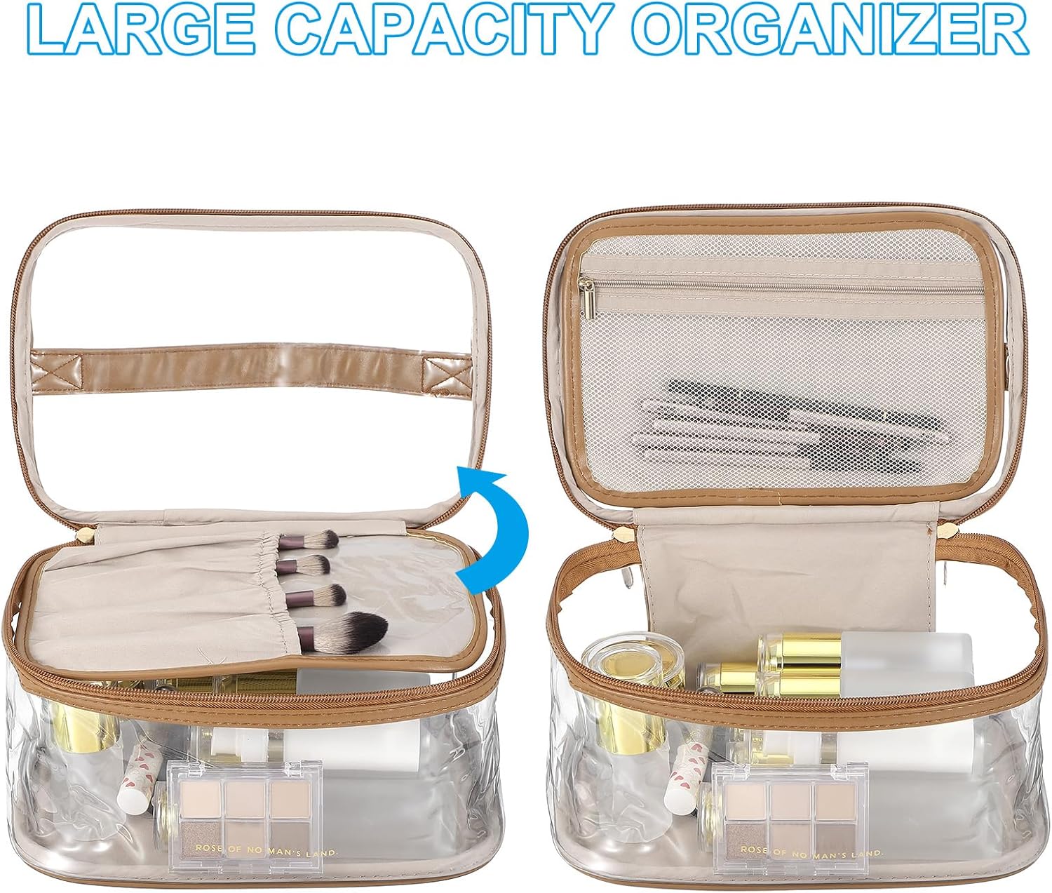 Thumbnail 4 de PATIKIL Clear Toiletry Bag (Waterproof) – Brown PU & transparent PVC travel makeup organiser