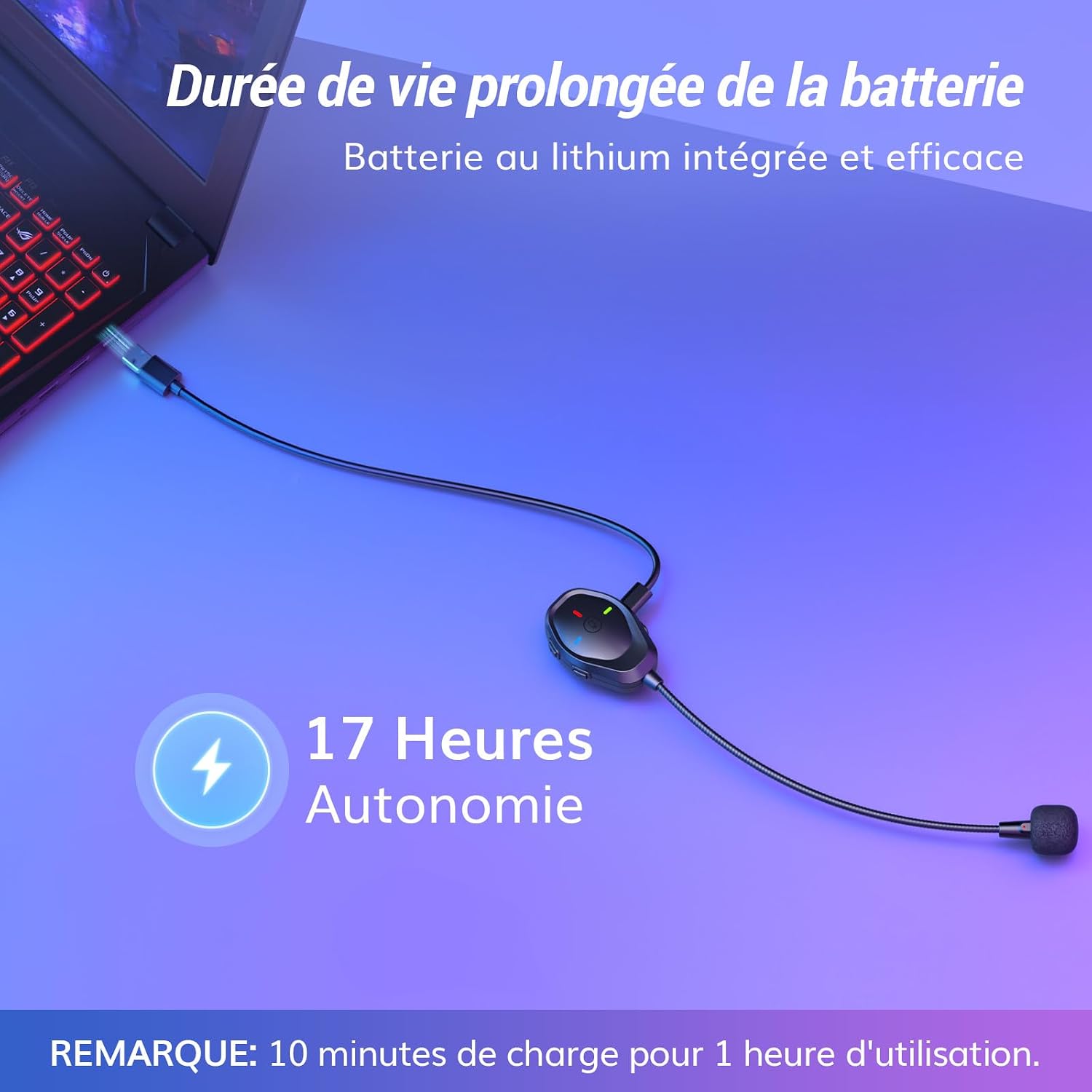 Detalle 2 de TONOR TGP1 draadloze gamingmicrofoon voor headset met ruisonderdrukking