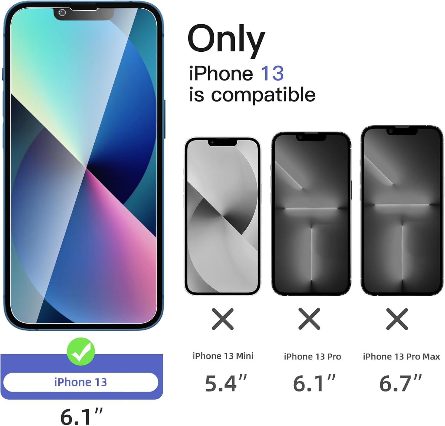 Detalle 2 de NEW’C 3x Privacy Tempered Glass Screen Protector for iPhone 13 (6.1") + 3x Camera Lens Protectors (privacy angle 28°)