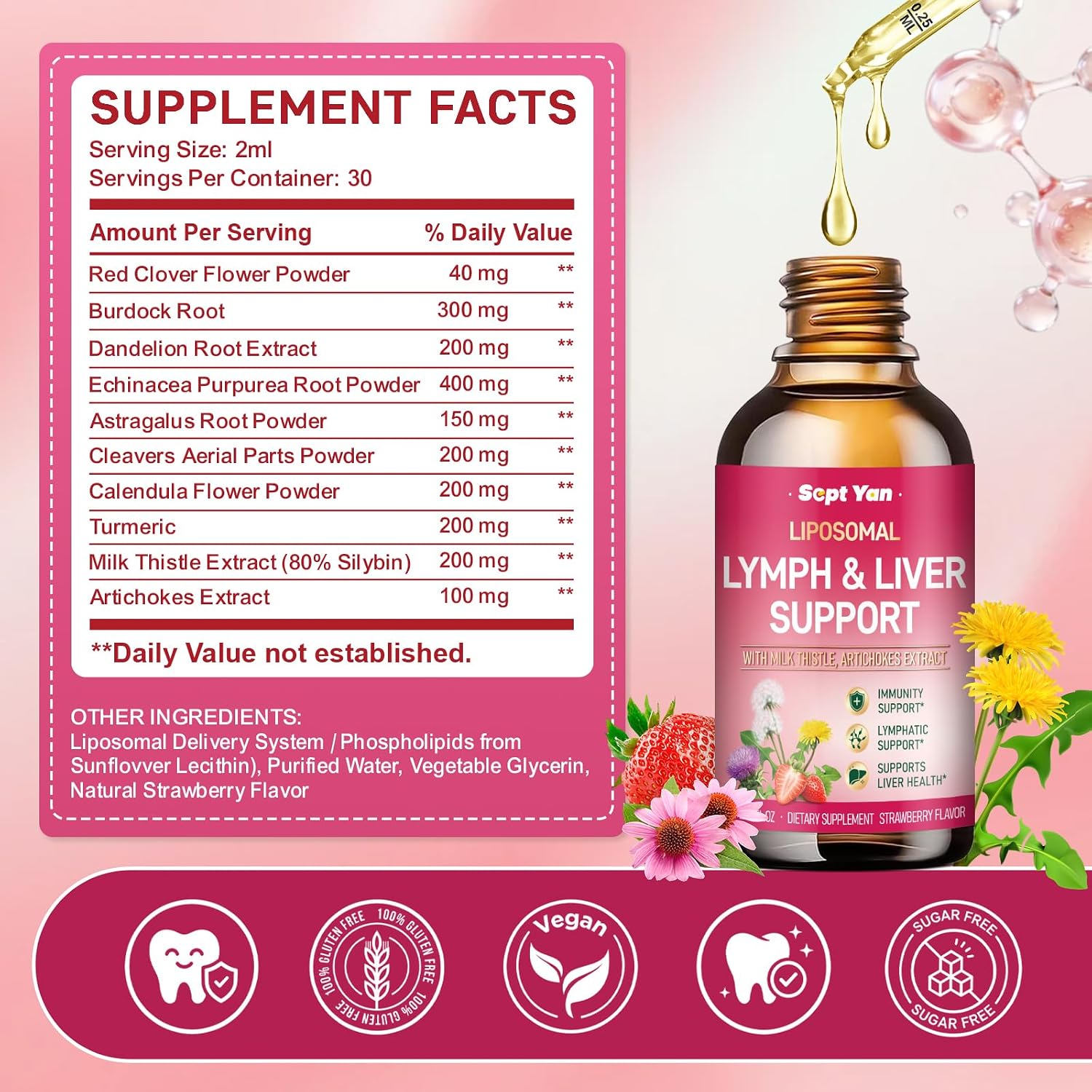 Detalle 2 de SEPT YAN Lymphatic Support Drops 2 fl oz
