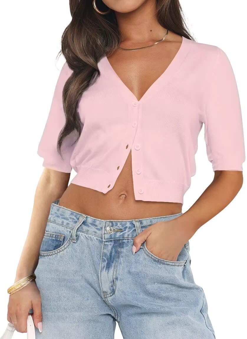 Thumbnail 5 de LACOZY women’s cropped open-front cardigan (V-neck, button-up knit jacket)