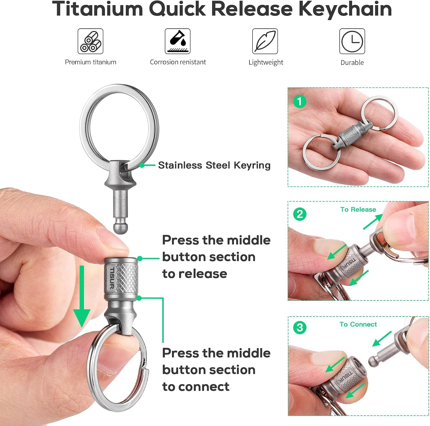Thumbnail 1 de TISUR Quick-Release Keychain, Titanium