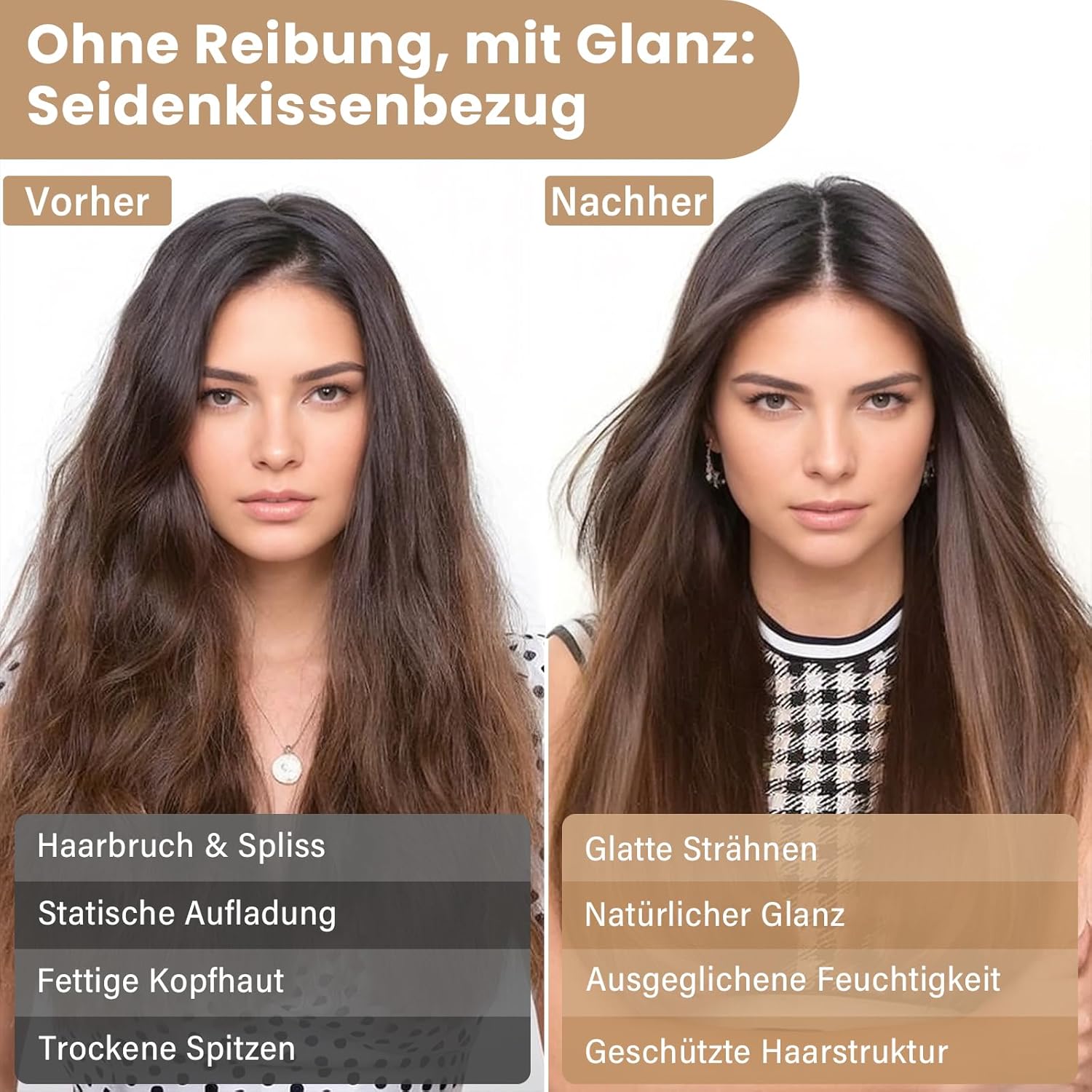 Thumbnail 2 de Muama Seidenkissenbezug 40x60 cm – Kissenhülle aus Seide mit verstecktem Reißverschluss (1 Stück), weiß