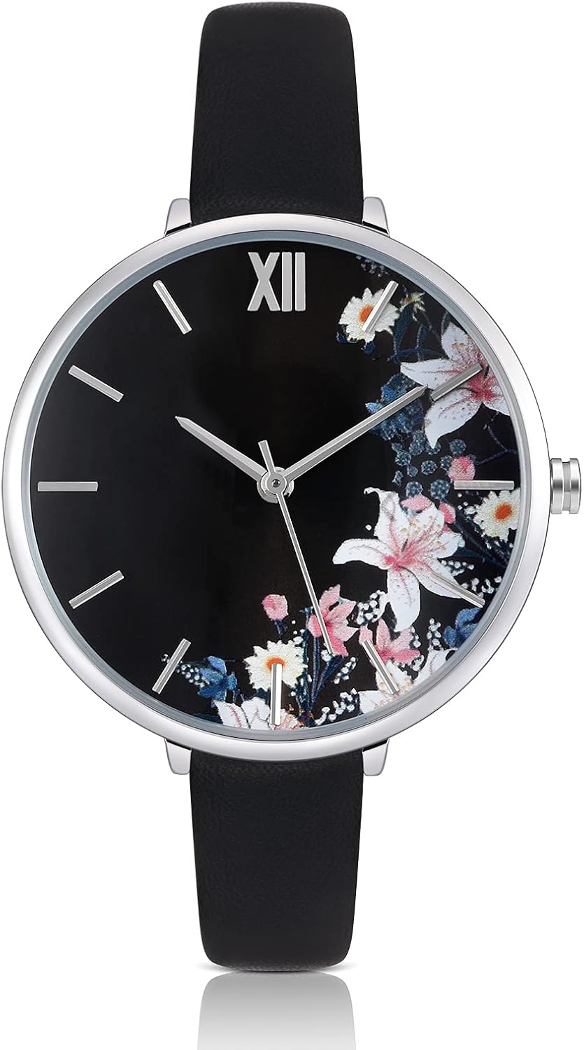 Detalle de KIMOMT Damenuhr mit Lederarmband – Quarz-Modeuhr für Alltag & Anlass