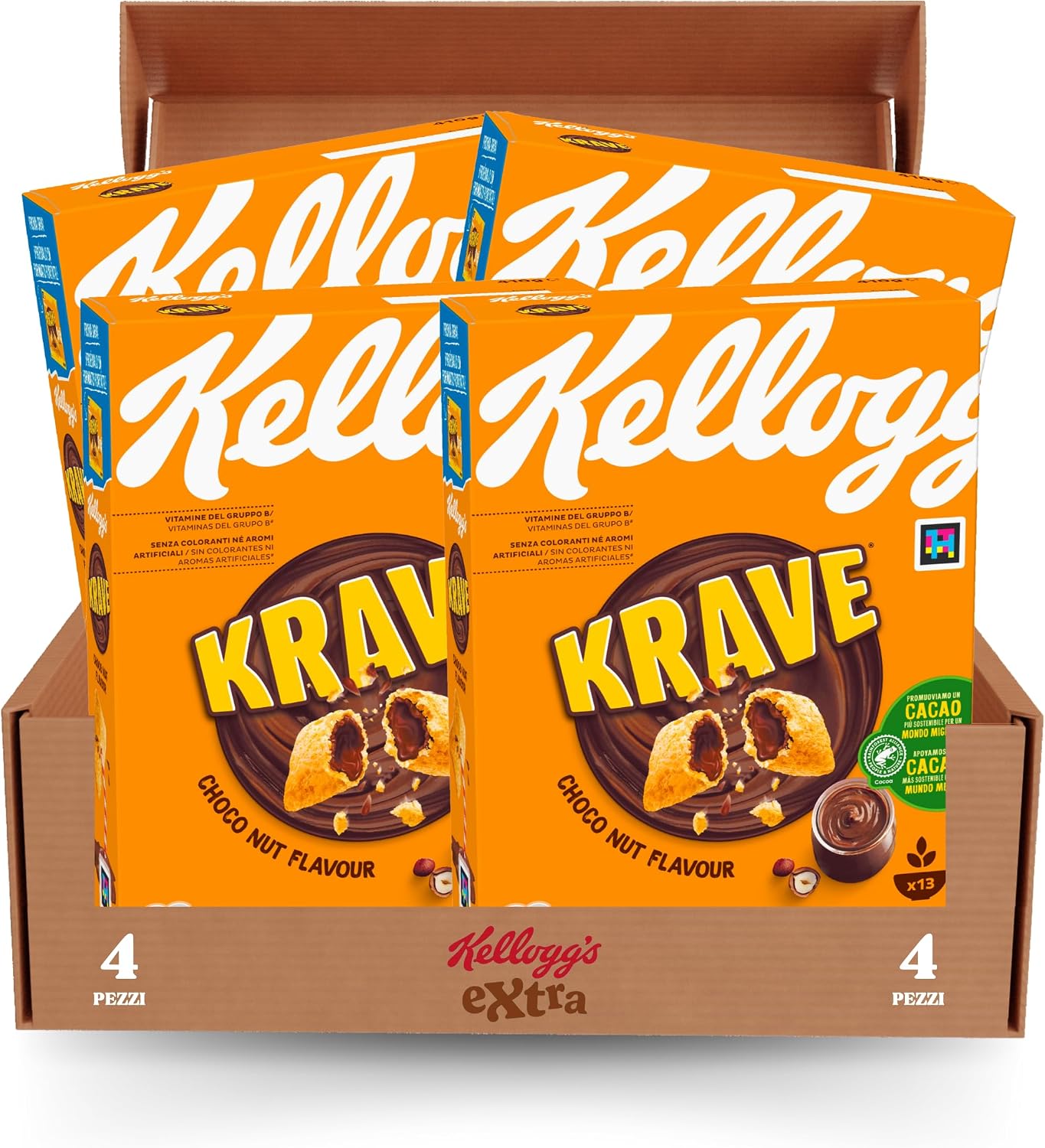 Detalle 2 de Kellogg's Krave Roulette – Gusto nocciola, cioccolato bianco e al latte, confezione da 375 g