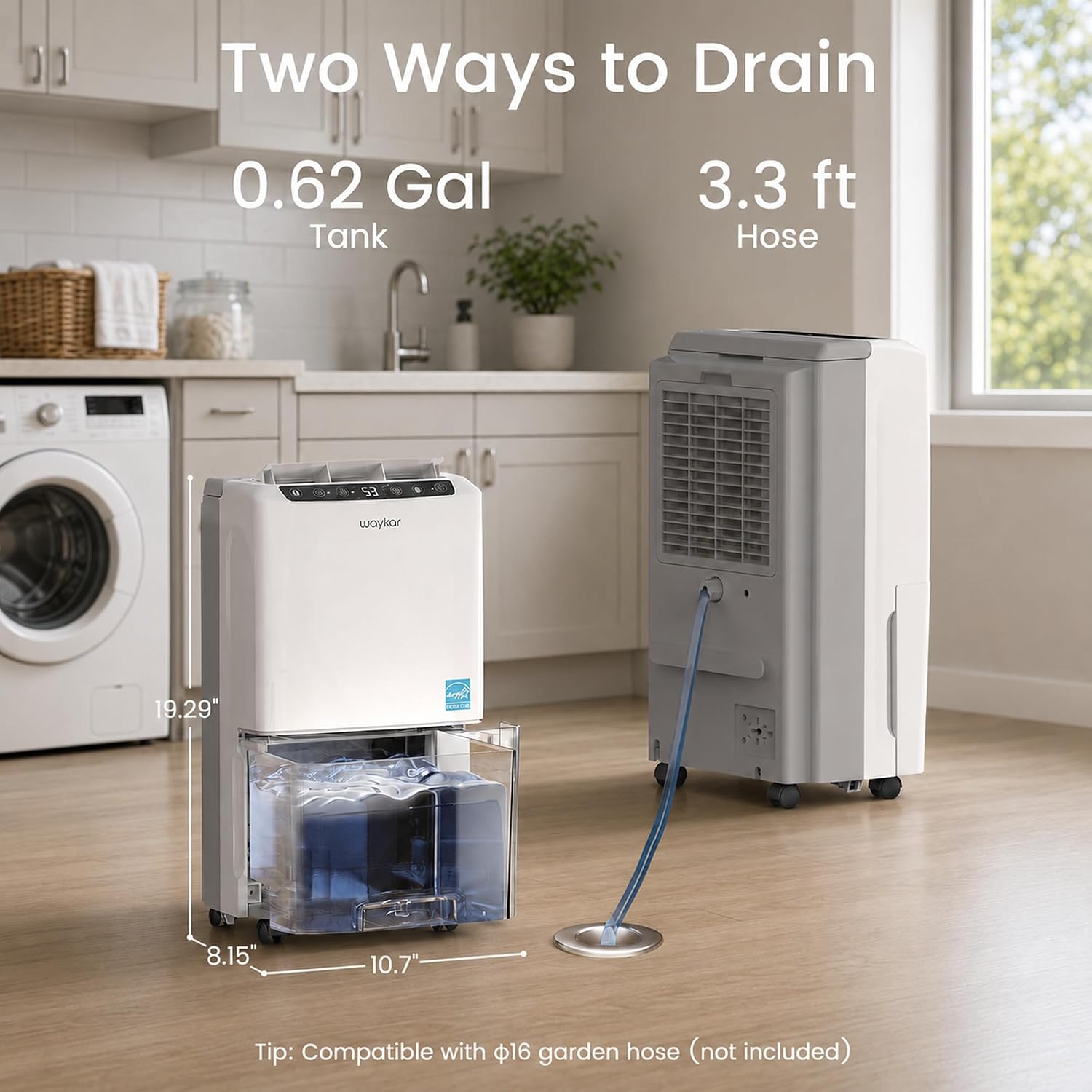 Detalle 2 de Waykar PD160B-PRO-CA-X1 34-Pint Dehumidifier, 2,000 sq. ft., ENERGY STAR