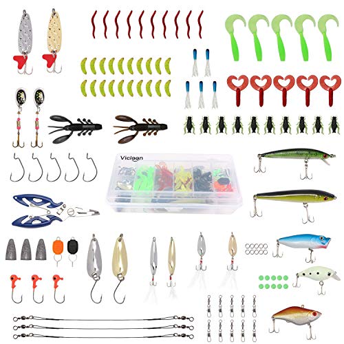 Detalle 2 de Vicloon Leurres de Pêche 101pcs – Kit d'appâts spinnerbaits, plastique, Minnow, Popper et Crayon en métal dur