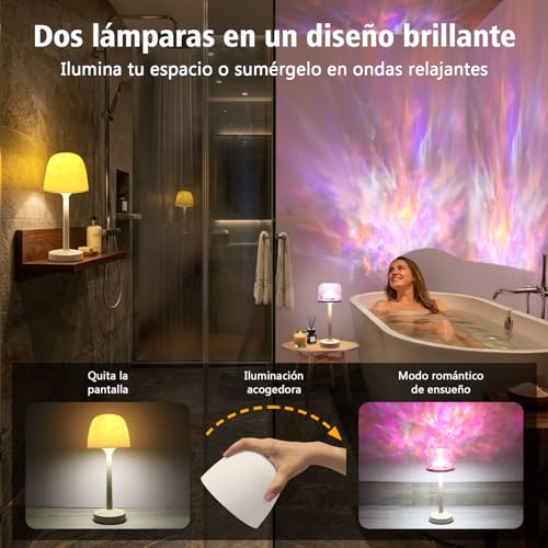 Detalle de seenlast Lámpara de Ducha con Proyector de Aurora y Galaxia – Iluminación inalámbrica 2 en 1 para baño