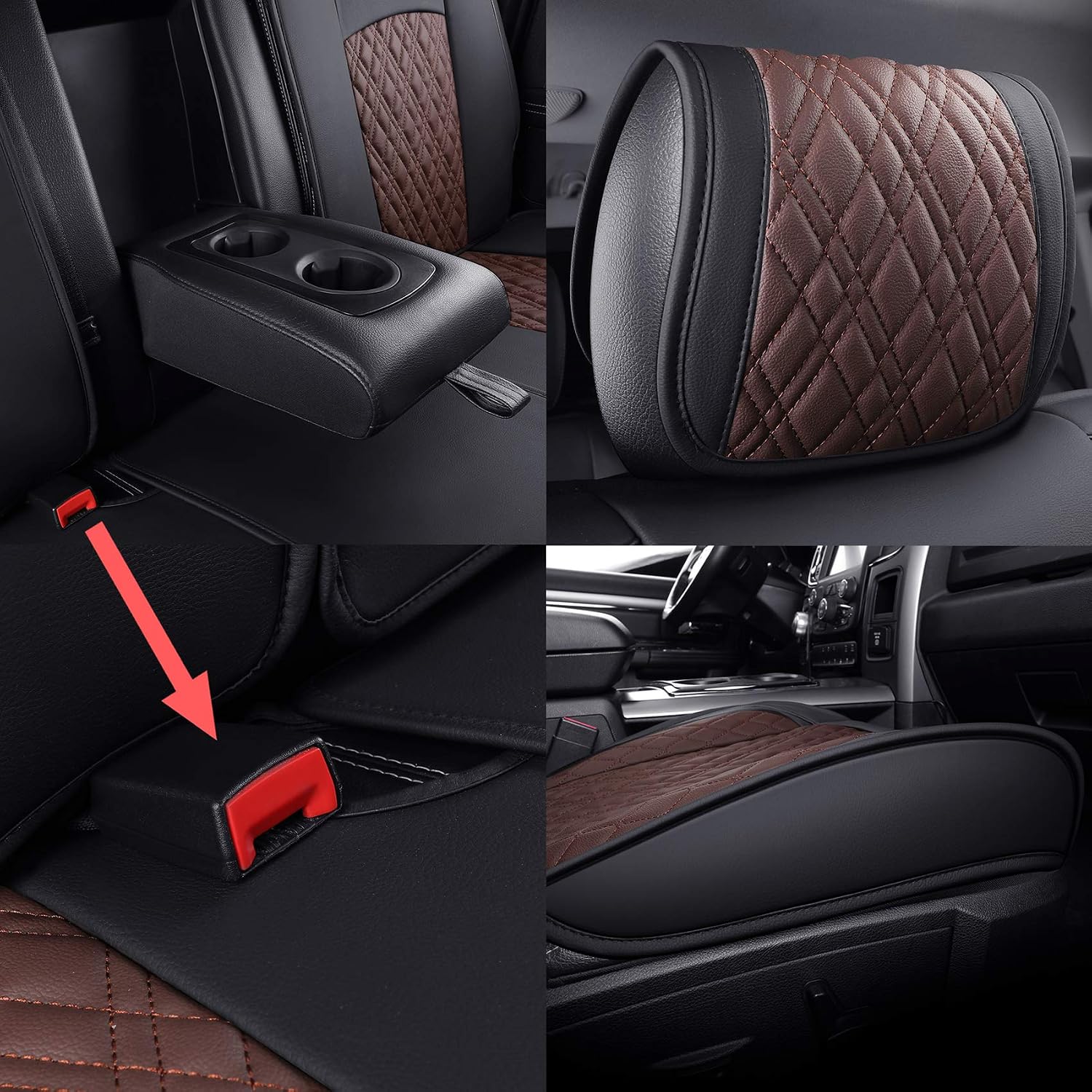 Thumbnail 6 de YIERTAI Car Seat Covers for Dodge Ram 2009-2026 Brown