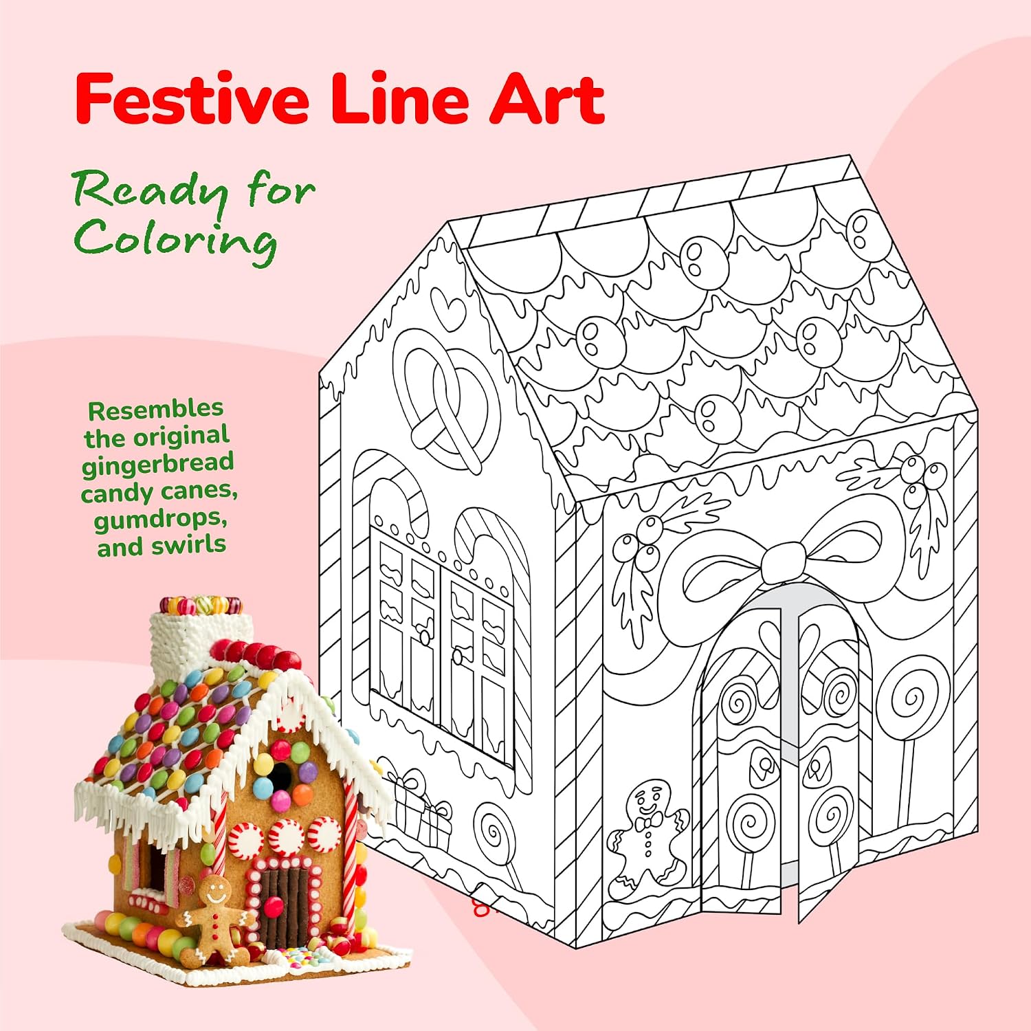 Thumbnail 5 de ArtCreativity Gingerbread House Cardboard Playhouse with 24 Crayons