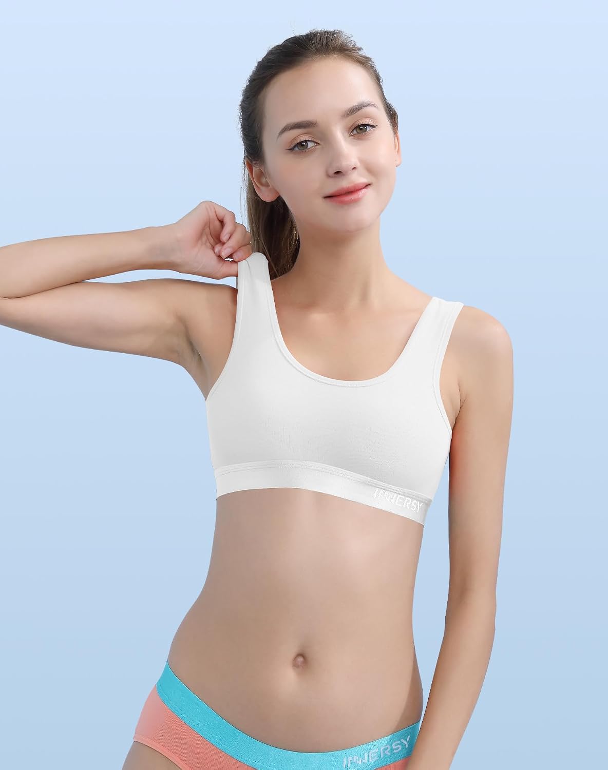 Thumbnail 1 de INNERSY Girls Cotton Crop Top Sports Bra – 3 Pack, Non-Padded, Non-Wired (6–16 years)