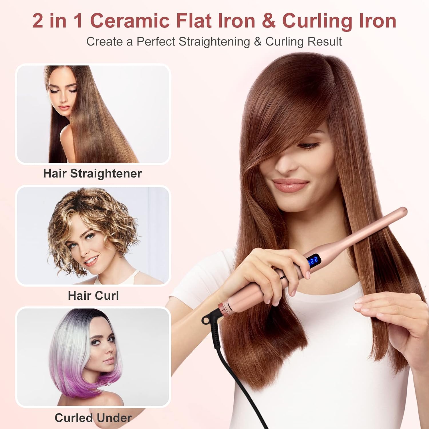 Detalle 2 de Mini Hair Straightener Pencil Adjustable Temperature ✂