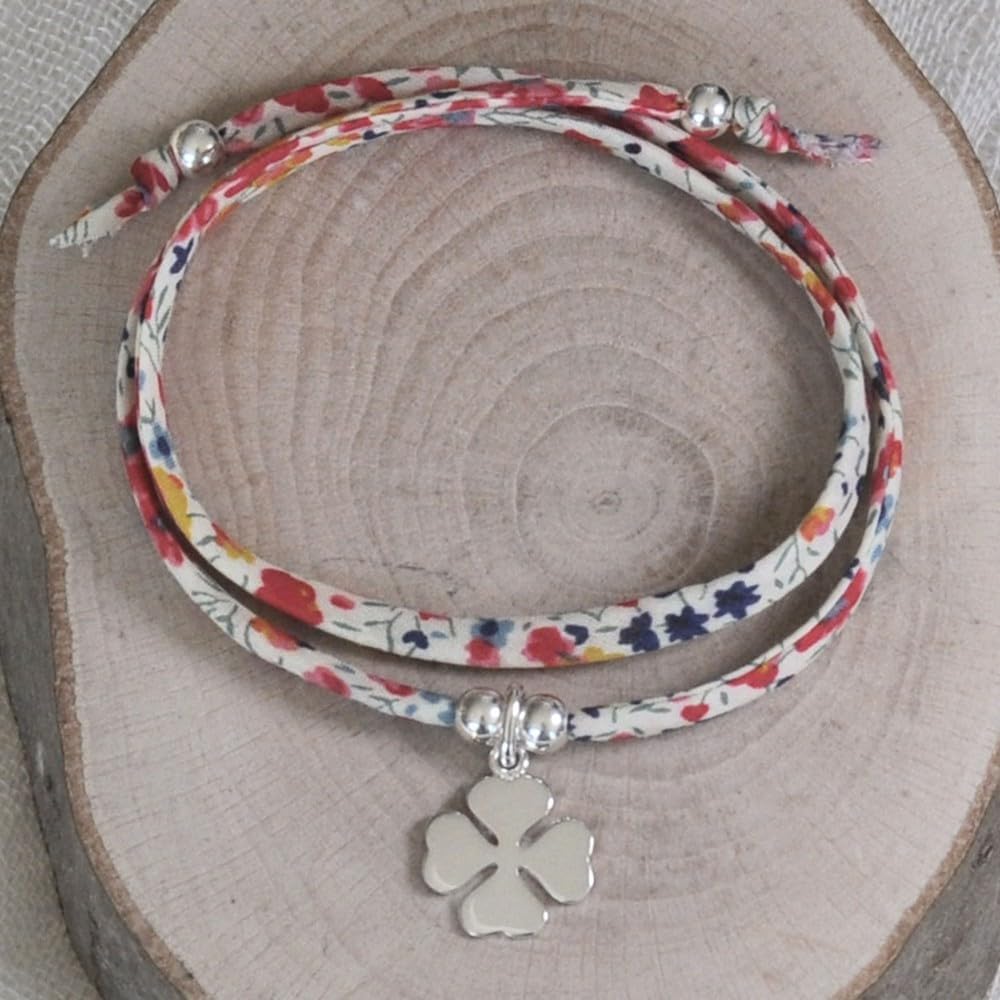 Thumbnail 3 de Les Poulettes Bijoux bracciale doppio giro in argento 925 “Liberty e Trifoglio”
