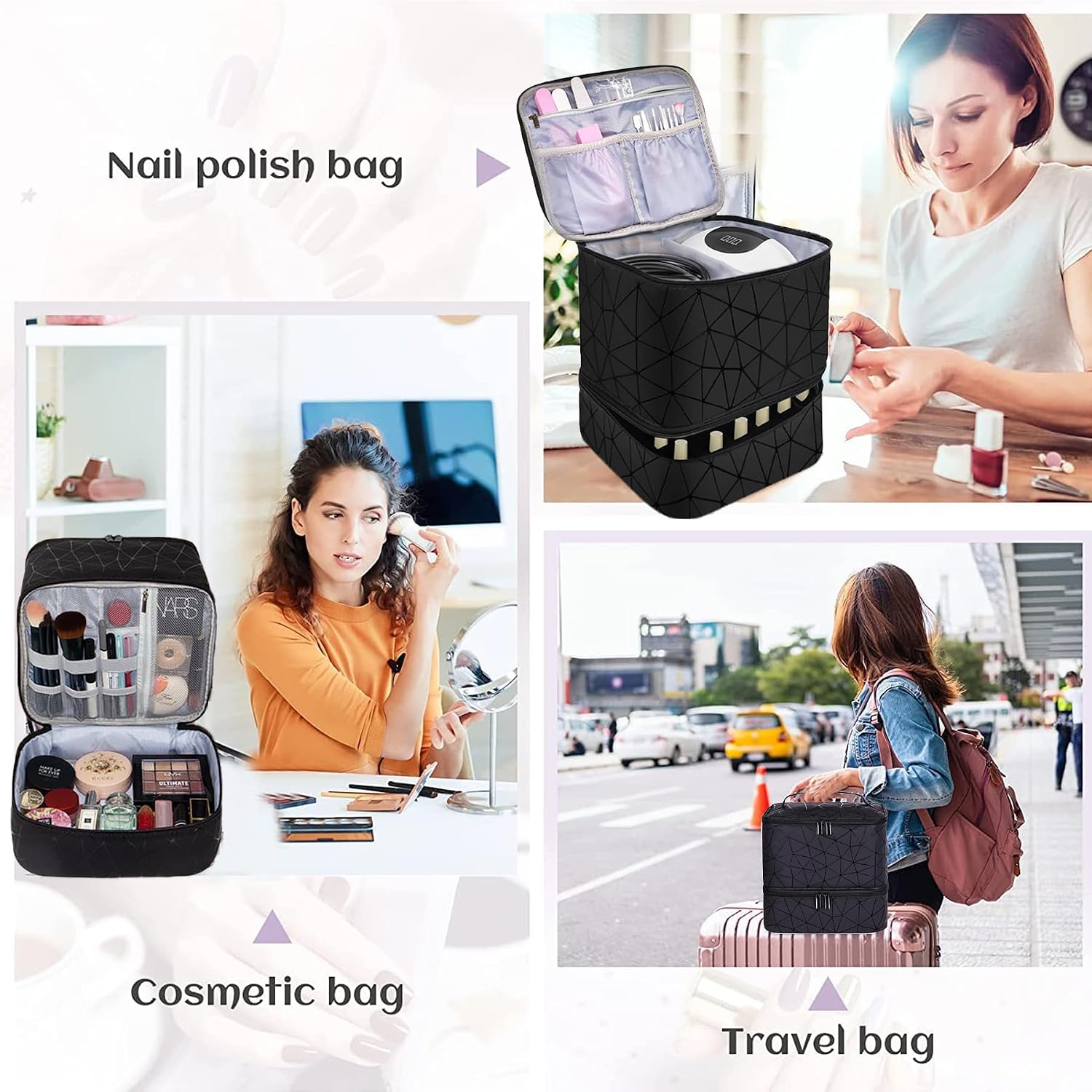 Thumbnail 5 de BYLife Pink Large Nail Polish & Makeup Organizer Bag