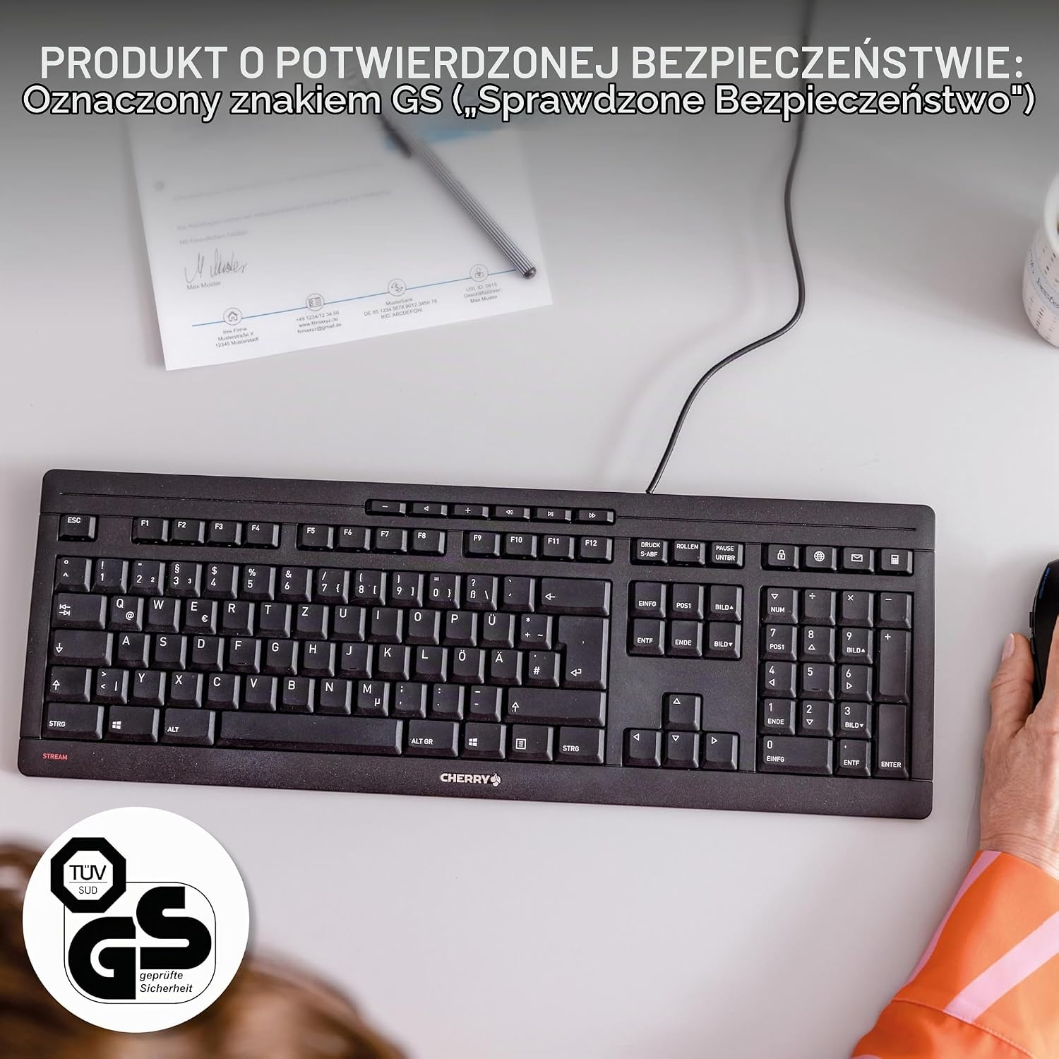 Detalle 2 de CHERRY STREAM KEYBOARD JK-8500PN-2 – klawiatura USB-A, QWERTY, ciche klawisze