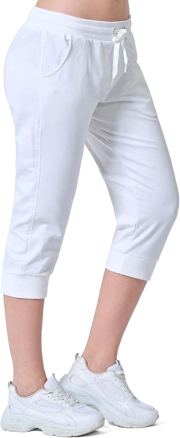 Detalle de Smith & Solo Jogginghose Damen – ¾ Caprihose aus Baumwolle, High Waist, Slim Fit