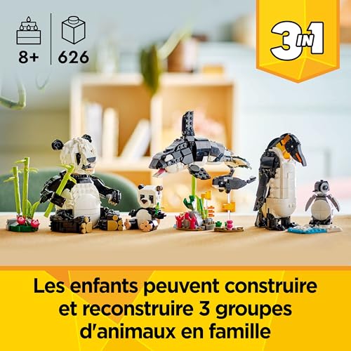 Detalle de LEGO Creator 3-en-1 Animaux Sauvages : la Famille de Pandas – Jouet de Construction transformable