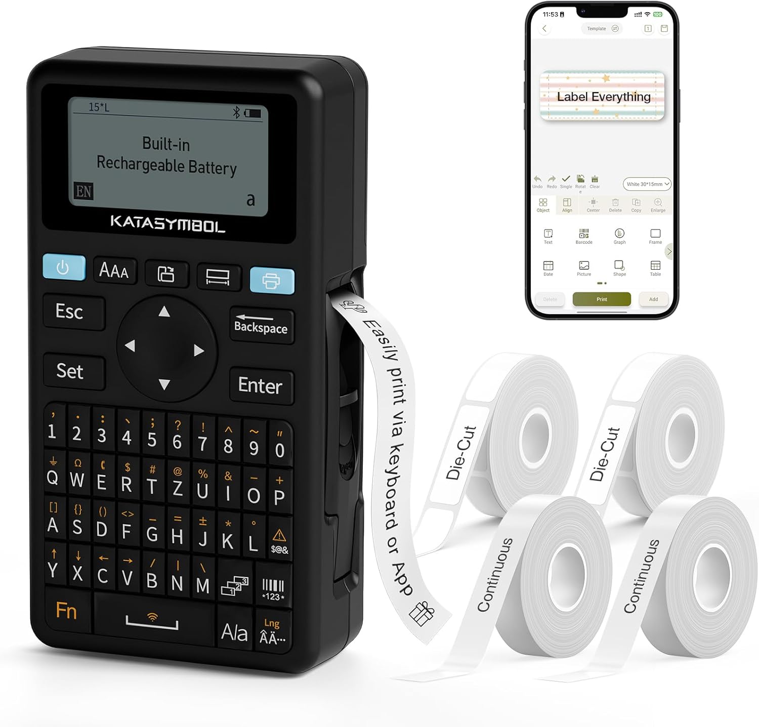 Detalle de SUPVAN E11 Bluetooth Label Maker: Portable, App-Ready, 4 Tape Kit