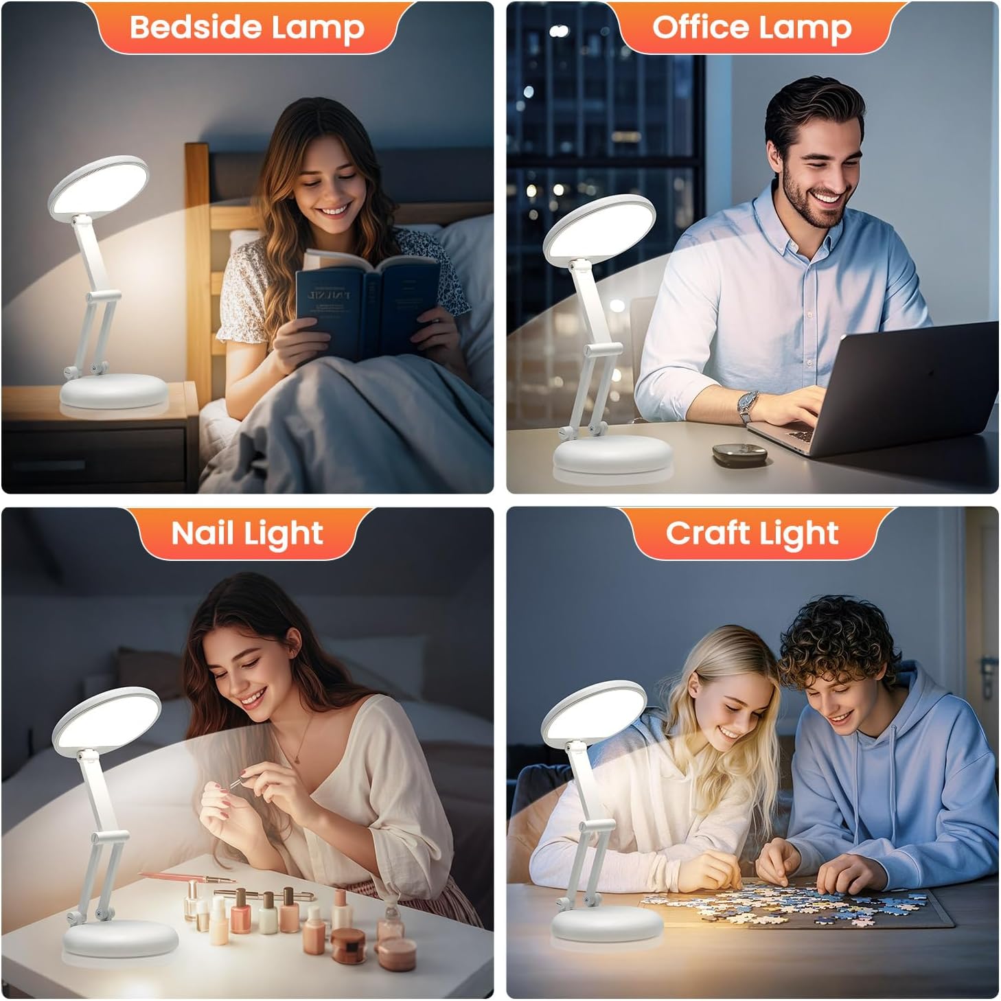 Detalle de One Fire 6930007701263 Rechargeable Foldable Desk Lamp, 3600mAh, 10-Level Dimming