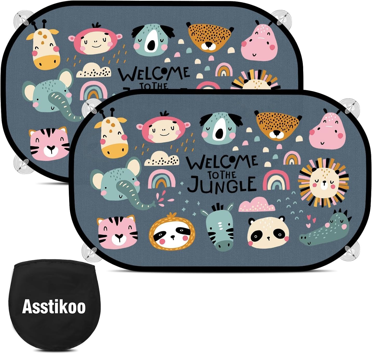 Detalle de Asstikoo Auto Sonnenschutz Baby mit UV Schutz – 51 x 31 cm, 8 Saugnäpfe, 2er Set