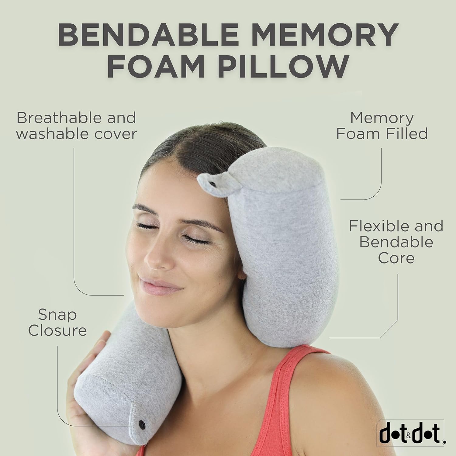 Detalle de Dot&Dot Twist Memory Foam Travel Pillow for Airplanes