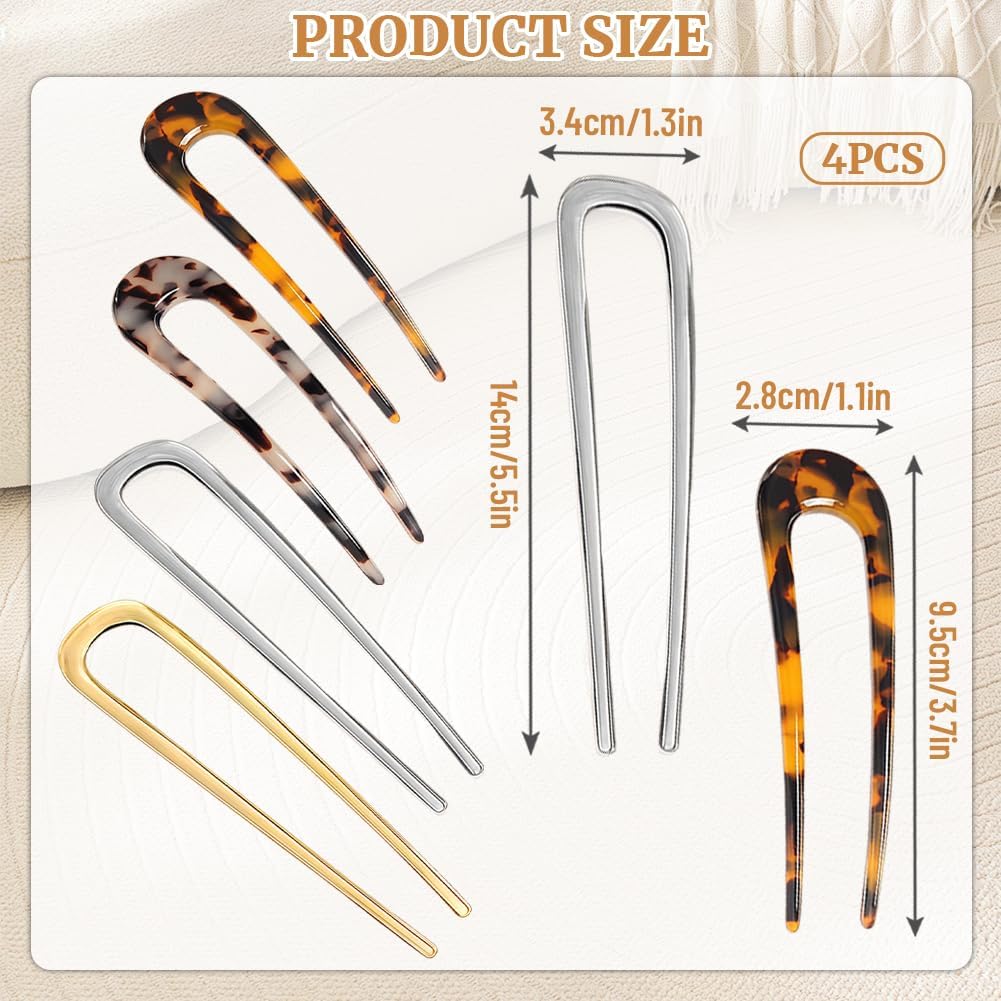 Thumbnail 1 de Aucuu 4 pezzi Forcine per Capelli – Set di mollette a forma U per acconciature eleganti