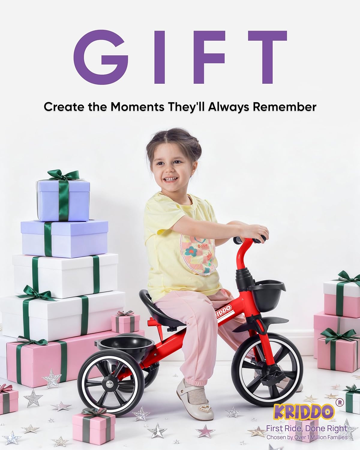 Thumbnail 6 de KRIDDO Kids Tricycle for 24 Months to 4 Years – Red