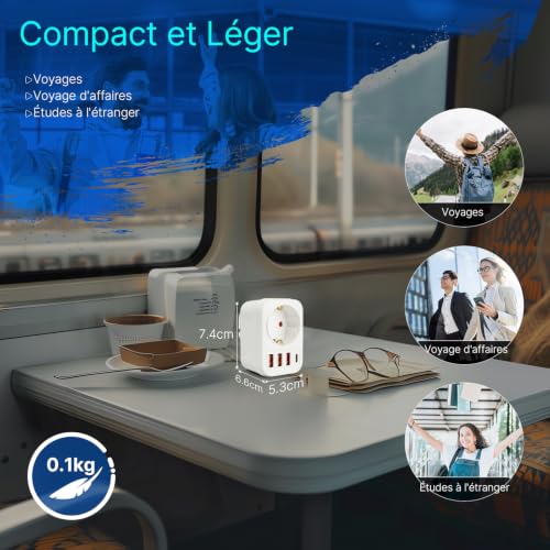 Detalle de Gonew21 Adaptateur Prise Anglaise – 5-en-1 pour voyage