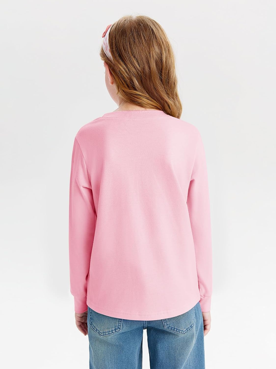Detalle 2 de Haloumoning meisjesshirt met lange mouwen, ronde hals en effen kleur