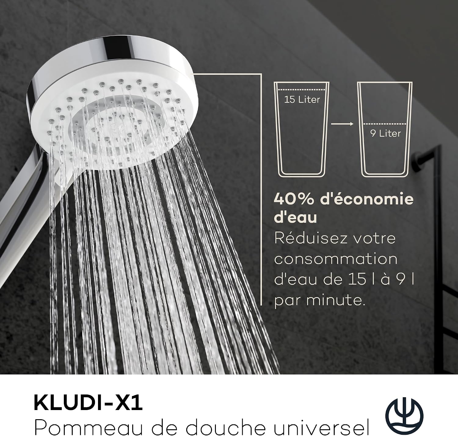 Thumbnail 1 de KLUDI-X1 Douchette anti-calcaire à jets multiples – économie d’eau et finition chromée