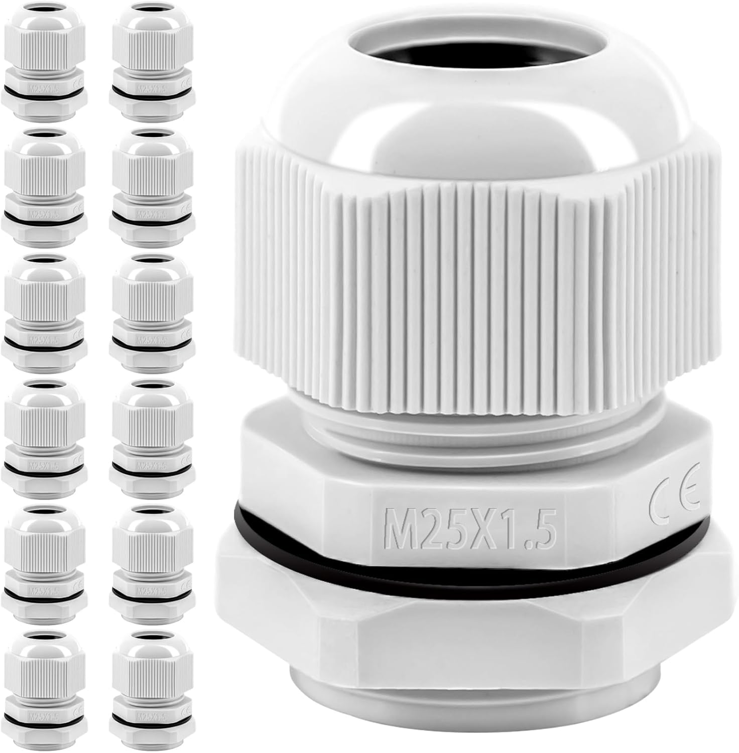 ANVINKU 12er-Set Kabelverschraubung M25 IP68 – wasserdichte Nylon-Durchführung mit Dichtung