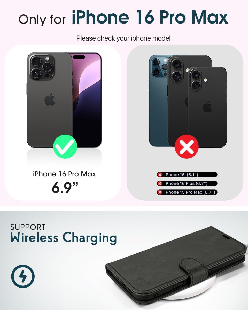 Thumbnail 1 de OCASE iPhone 16 Pro Max Hülle mit Handykette – Leder, RFID-Schutz und Kickstand