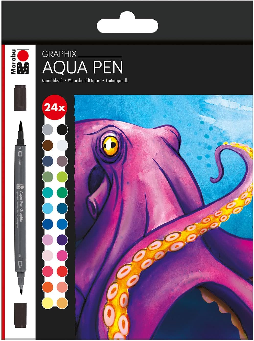 Thumbnail 4 de Marabu Aqua Pen Graphix – 6 Aquarellfilzstifte mit Doppelspitze für Kontur & Pinseltechnik