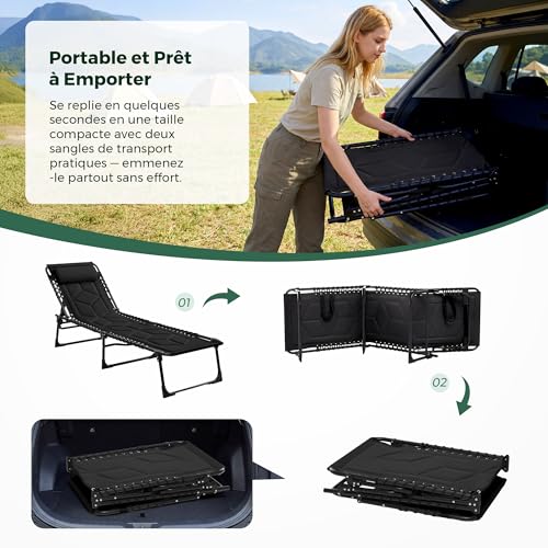 Thumbnail 7 de Palawano Transat de Jardin Extérieur Pliable et Rembourré 190 × 70 cm
