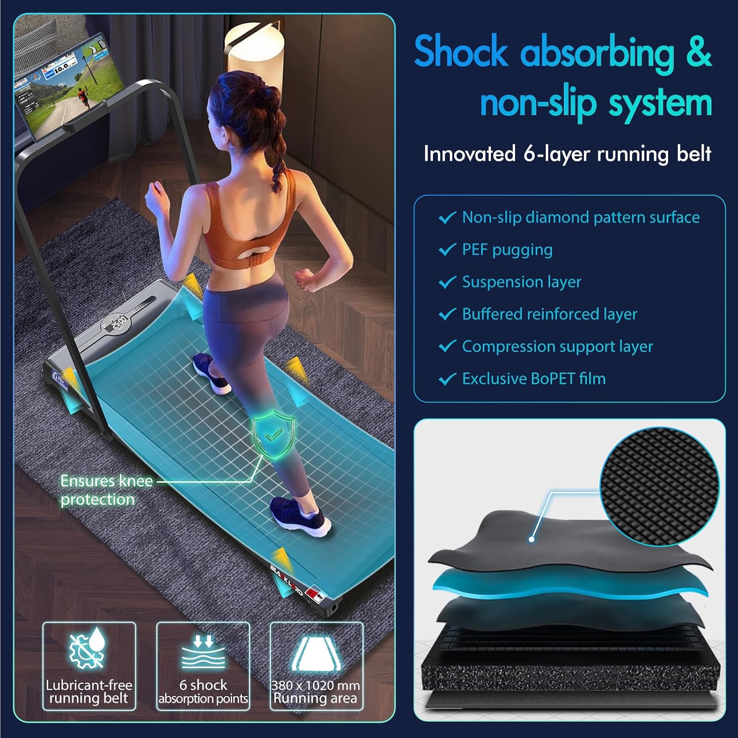 Detalle de BLACK LORD 2.2HP Walking Pad 120kg