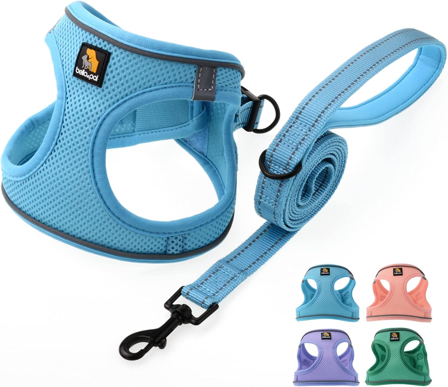 BELLA & PAL Step-in Dog Harness and Leash Set (XS) for extra small dogs – Breathable mesh, reflective safety strips