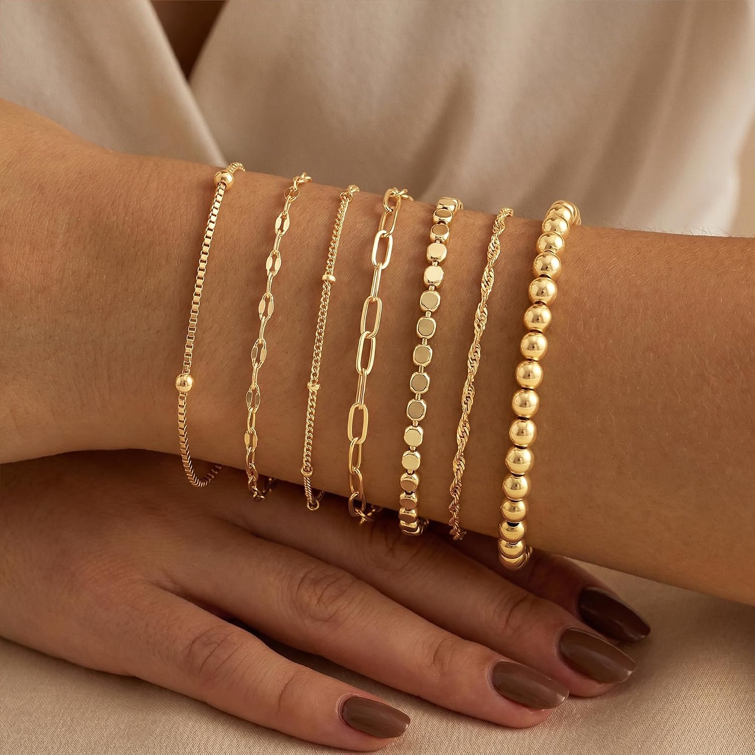 Detalle de Turandoss Gold Bracelet Set 14K Gold-Plated