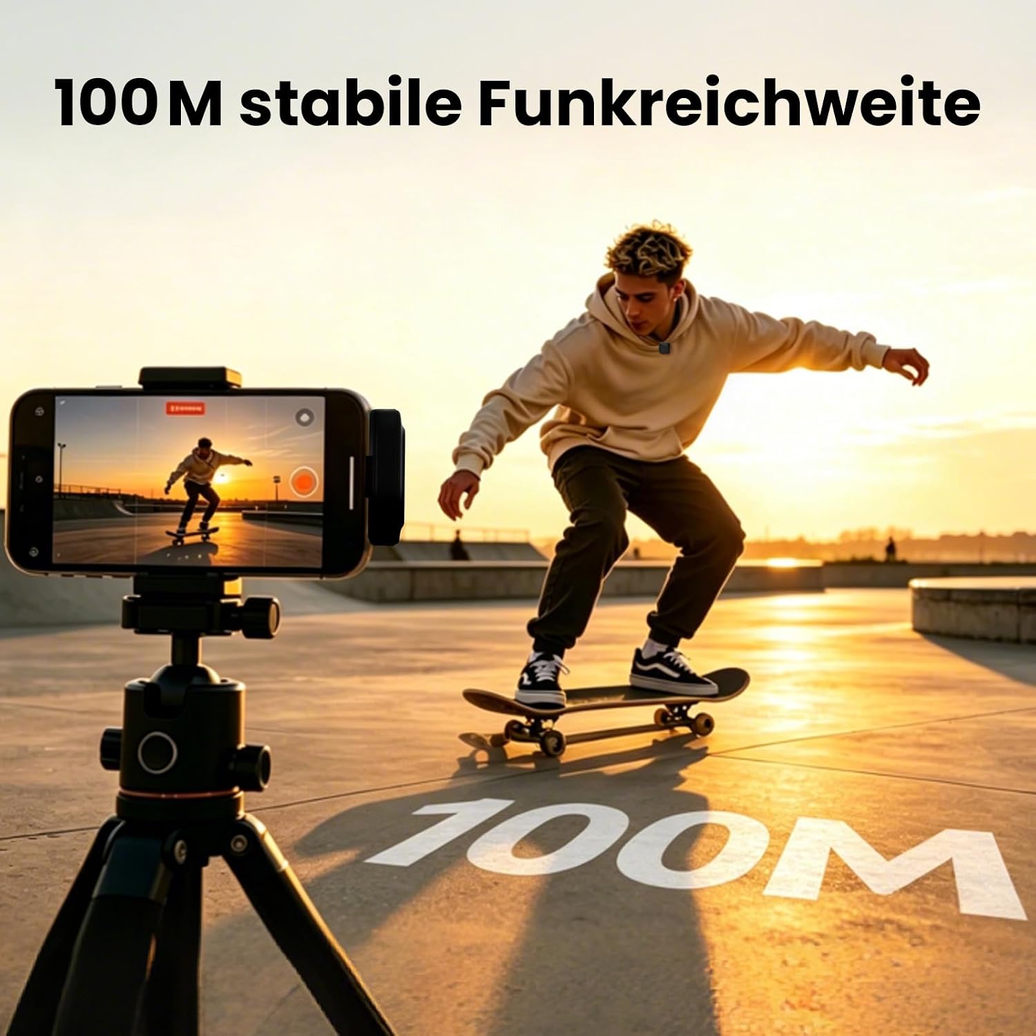 Detalle de Mxcasoxz Wireless Lavalier Mikrofon mit Ladecase – Ultra‑leichtes Clip‑On mit KI‑Rauschunterdrückung