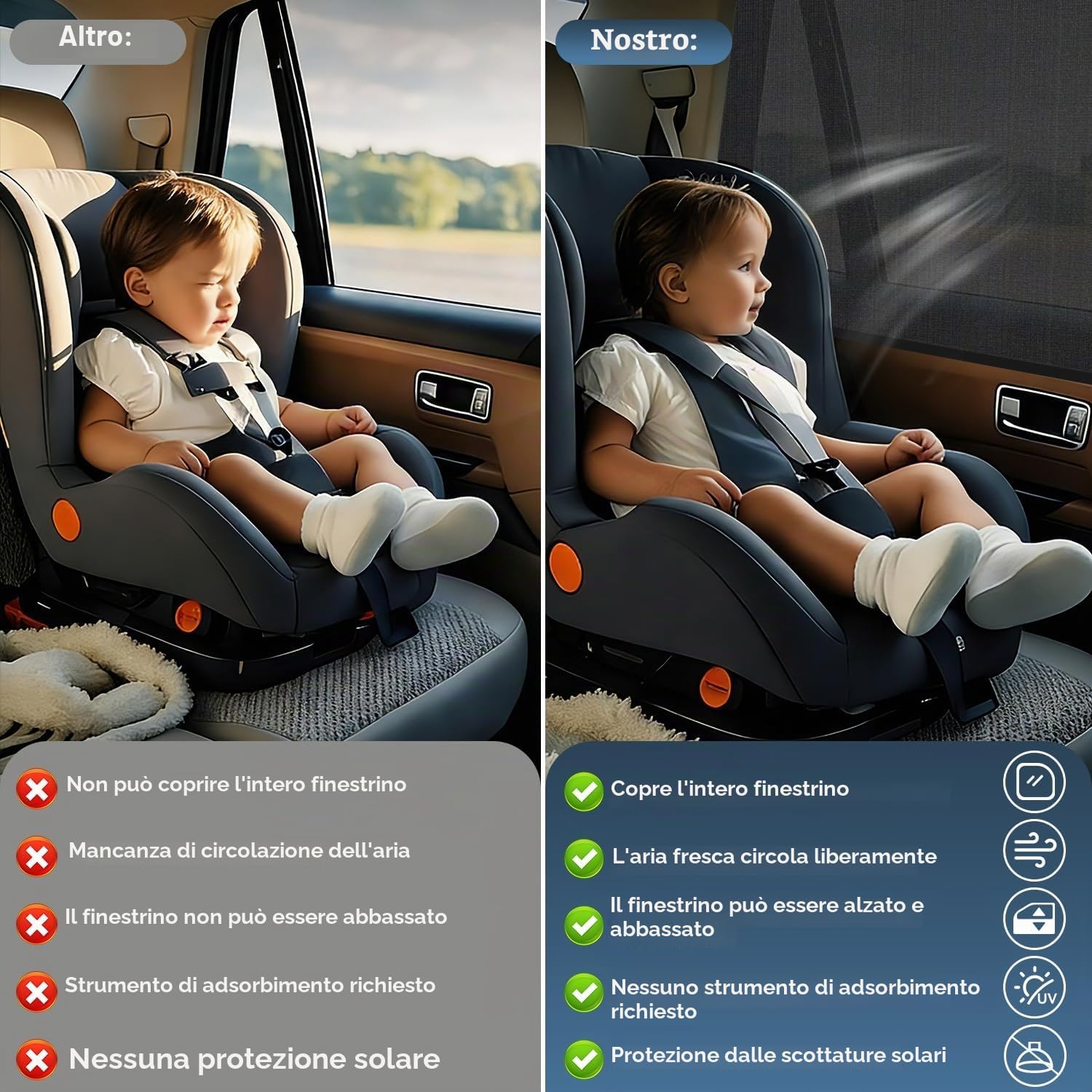 Thumbnail 2 de Asstikoo Parasole per auto – protezione UV estensibile 55×115 cm (2 pezzi) per finestrini posteriori