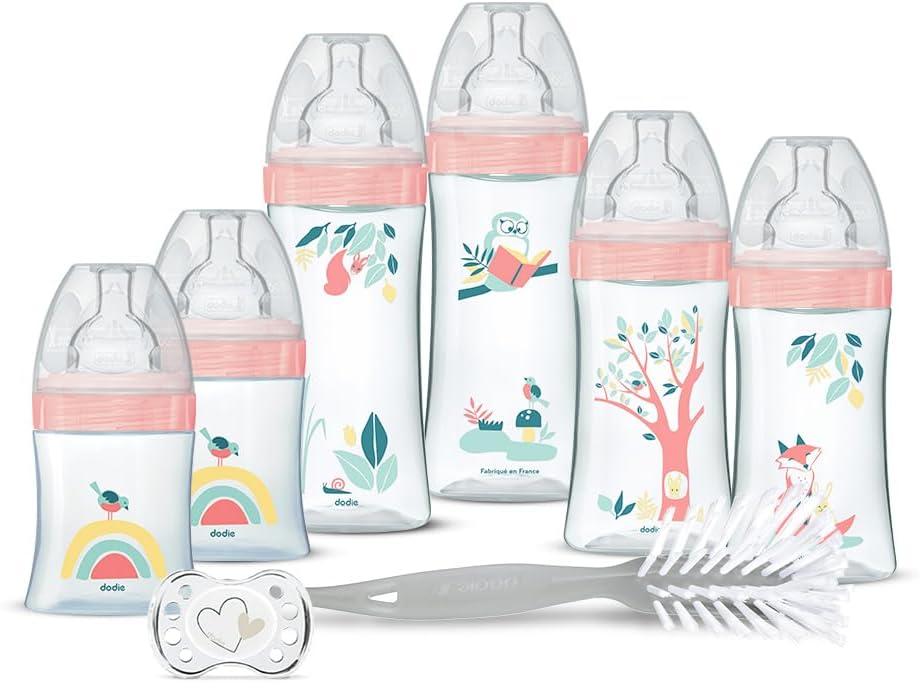 Detalle de Dodie Kit Naissance anti-colique : 6 biberons (150/270/330 ml) + sucette 0-2 mois + goupillon sans BPA