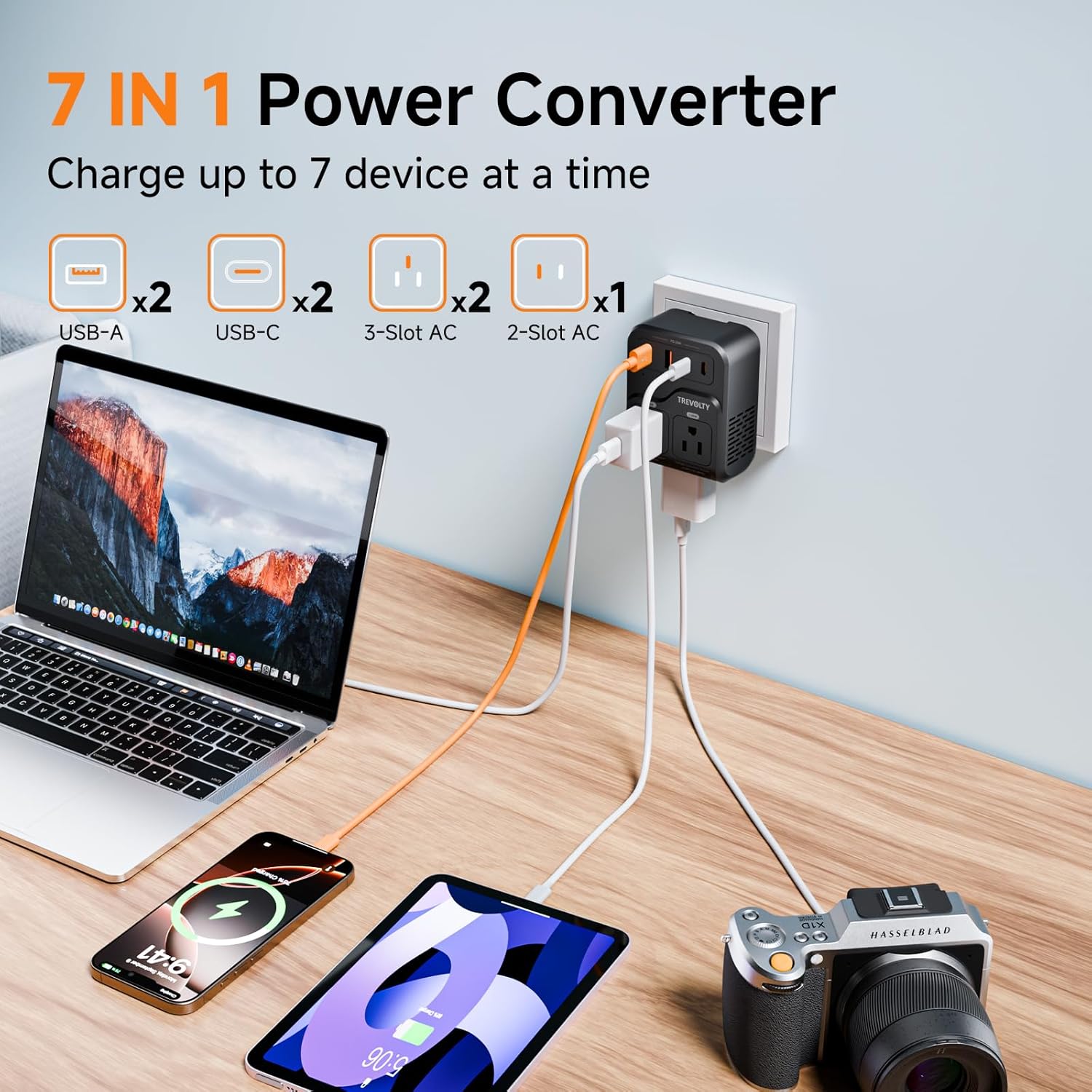 Detalle de 2000W US-to-Europe Voltage Converter & 7-in-1 Travel Adapter