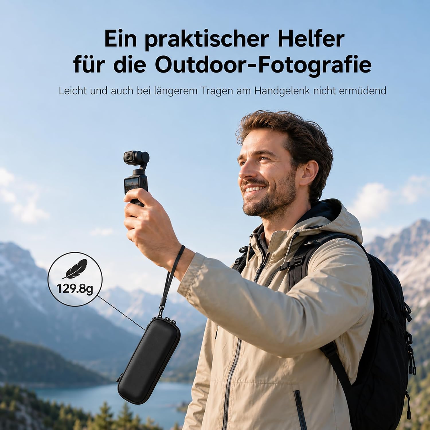 Detalle de Wewelove Tragetasche für DJI Osmo Pocket 4 – stoßfeste, wasserdichte Schutzhülle mit Samtfutter