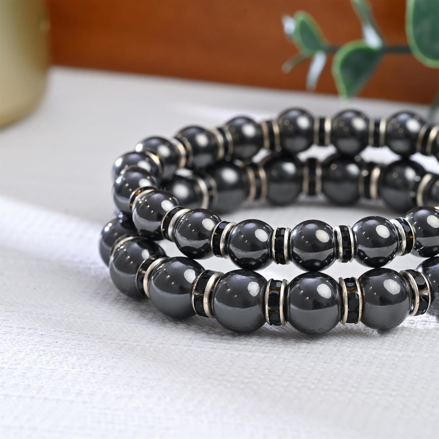 Thumbnail 2 de Apocalyptic-K Magnetic Hematite Bracelet, 6/8MM with Zirconia Rhinestones