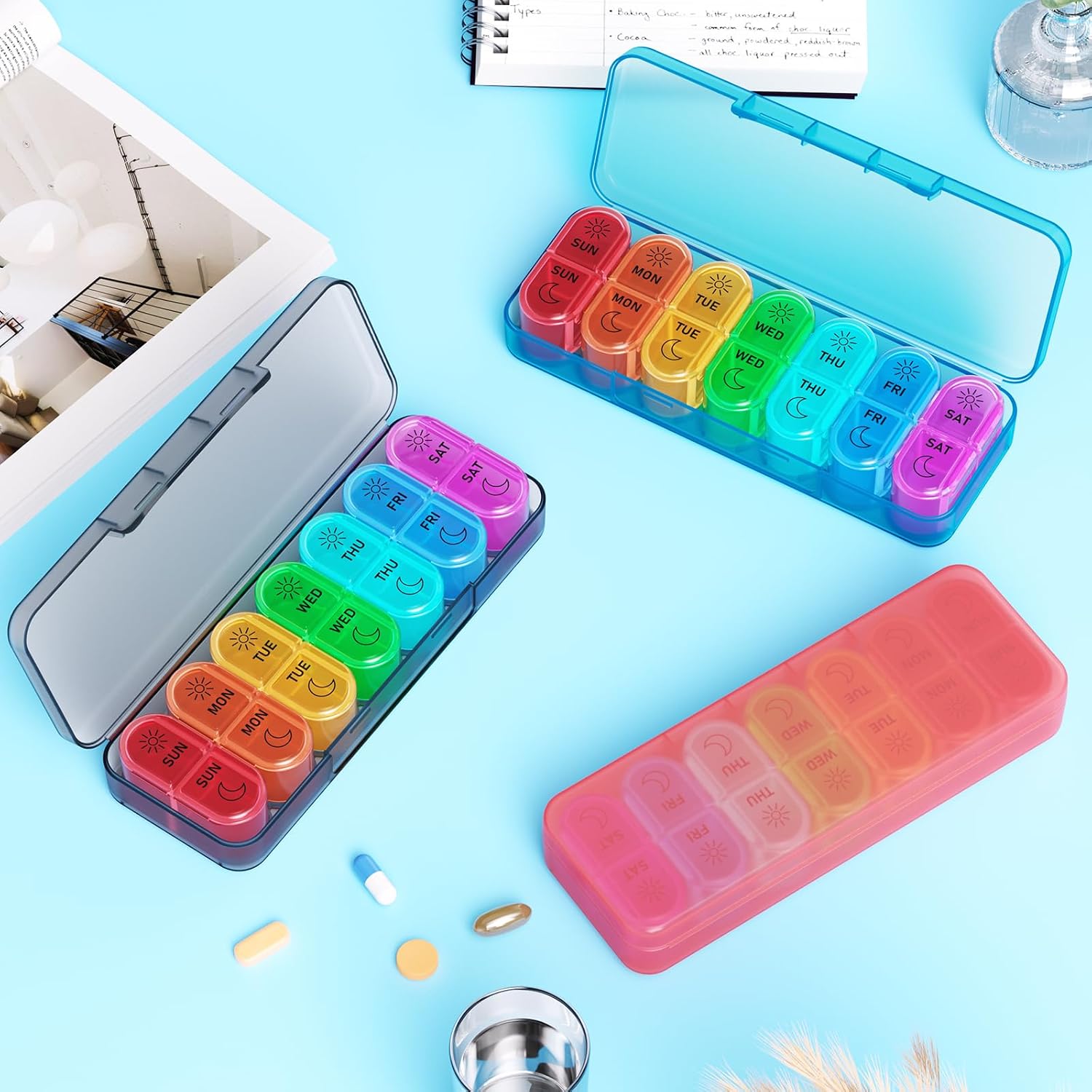 Thumbnail 4 de Weekly Pill Organizer 2 times a day – Tablettenbox für 14 Tage, Blau