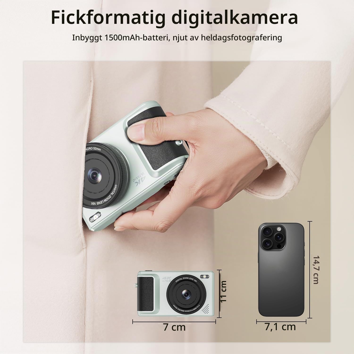 Thumbnail 6 de ARNSSIEN Y1 kompaktkamera med 4K-video och 16× digital zoom