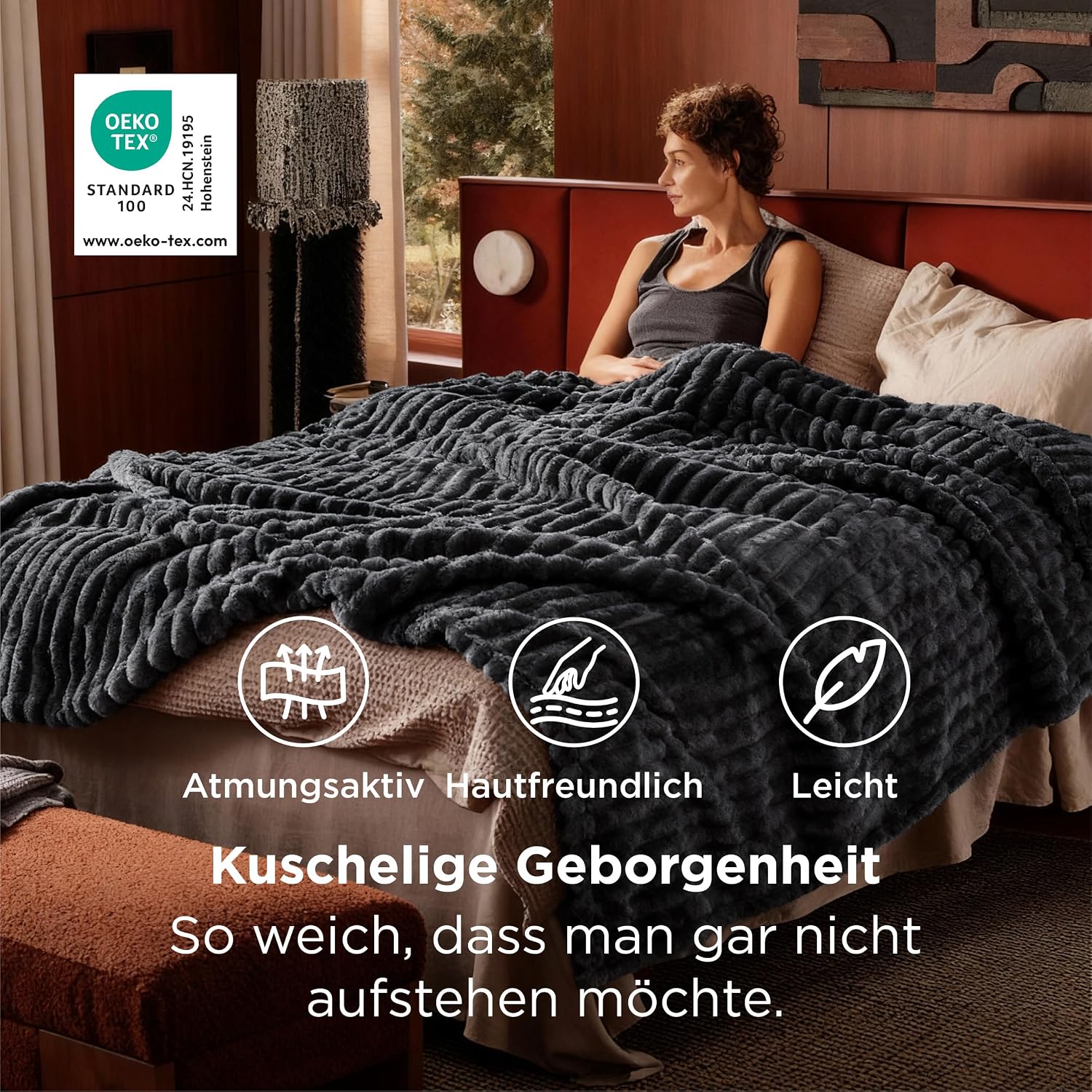 Thumbnail 2 de Bedsure Kuscheldecke 220x240 Dunkelgrau