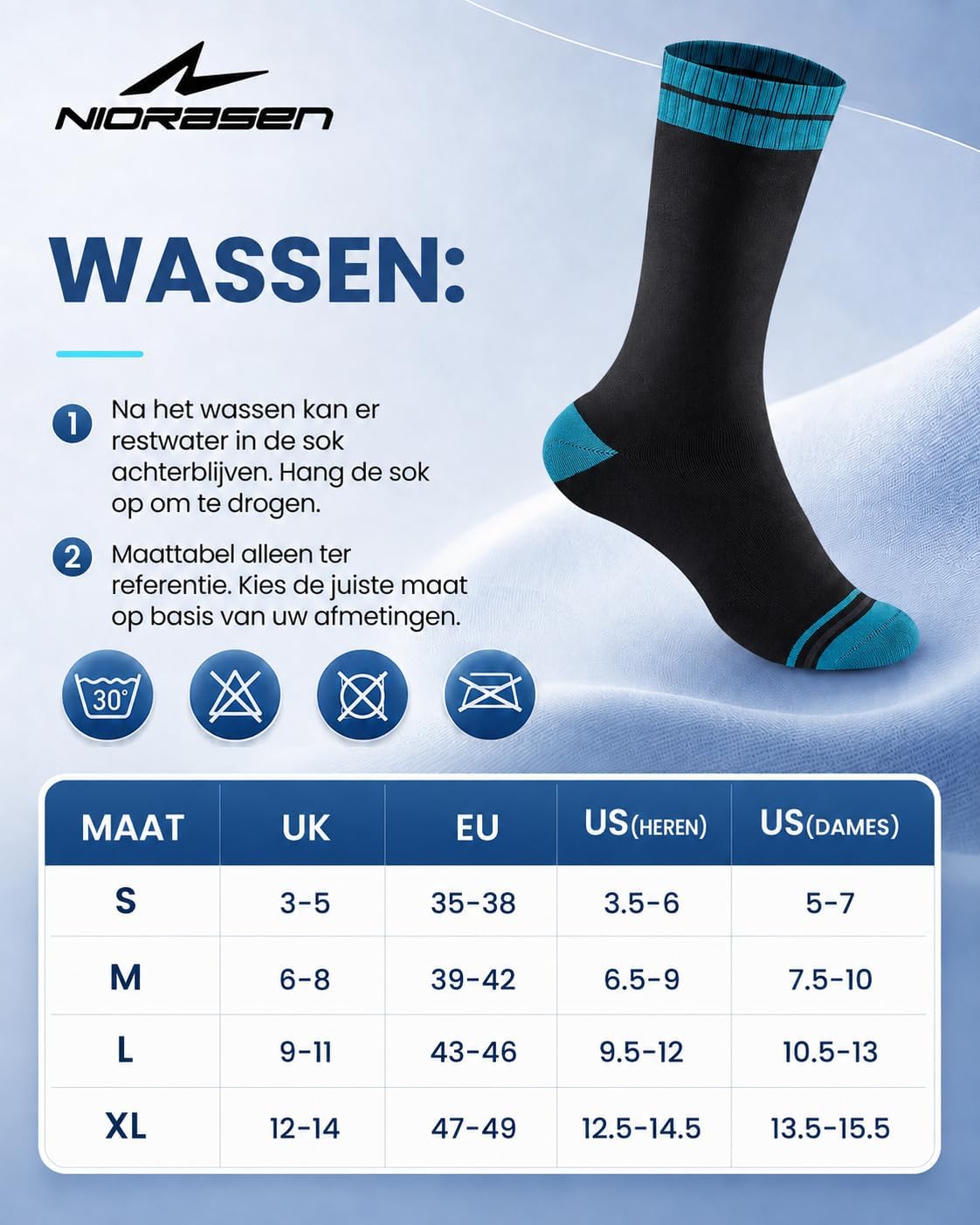 Detalle de Niorasen waterdichte herensokken voor outdoor, halfhoog en 3-laags