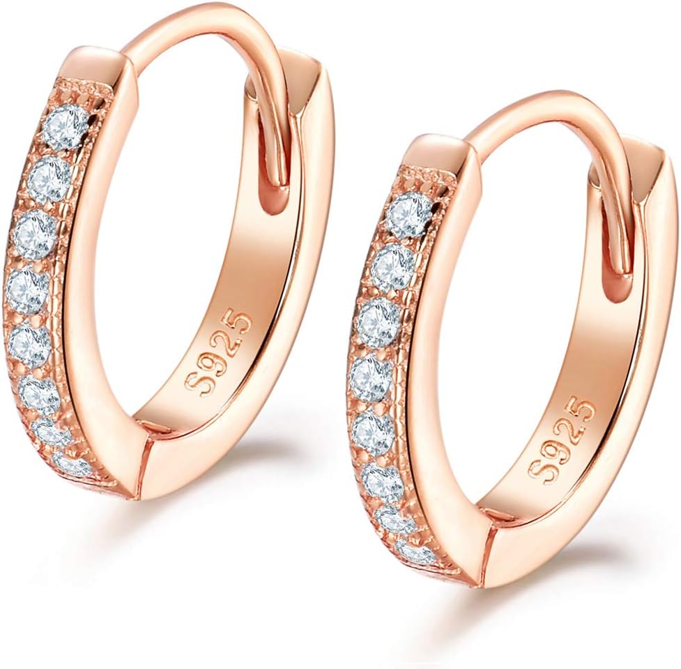 Detalle de Shuxin Creolen aus 925 Sterling Silber mit AAA Zirkonia – 13 mm Schlafkreolen in Geschenkbox