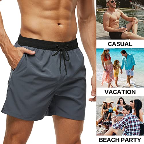 Detalle de Aisprts Bañador Hombre con Bolsillos y Cremallera – Shorts de Playa de Secado Rápido y Elásticos